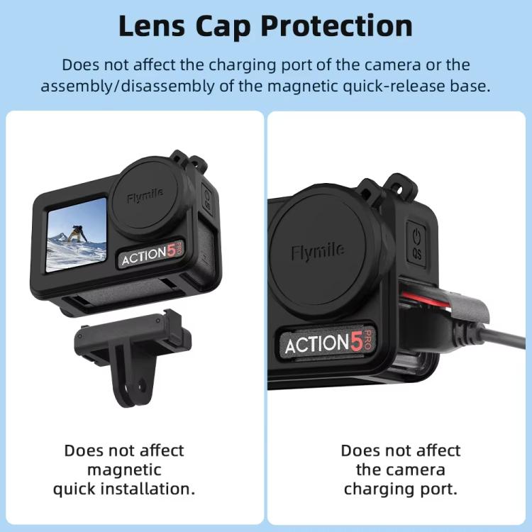 Funda de silicona Flymile para lentes de cámara deportiva, funda protectora para DJI Osmo Action 3 (gris) — imagen 8