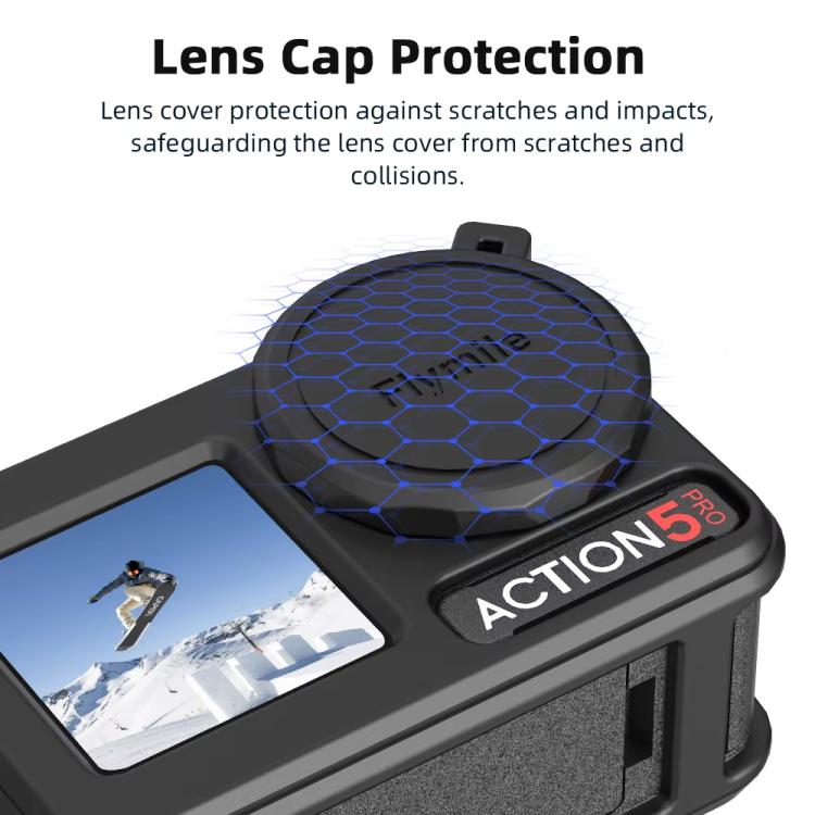 Funda de silicona Flymile para lentes de cámara deportiva, funda protectora para DJI Osmo Action 3 (negra) — imagen 10