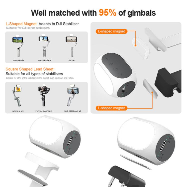 Luz de relleno para estabilizador de cardán de mano /Zhiyun, lámpara LED magnética para fotografía, luz de relleno para celu…
