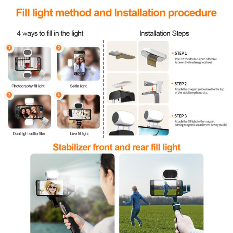 Luz de relleno para estabilizador de cardán de mano /Zhiyun, lámpara LED magnética para fotografía, luz de relleno para celu…
