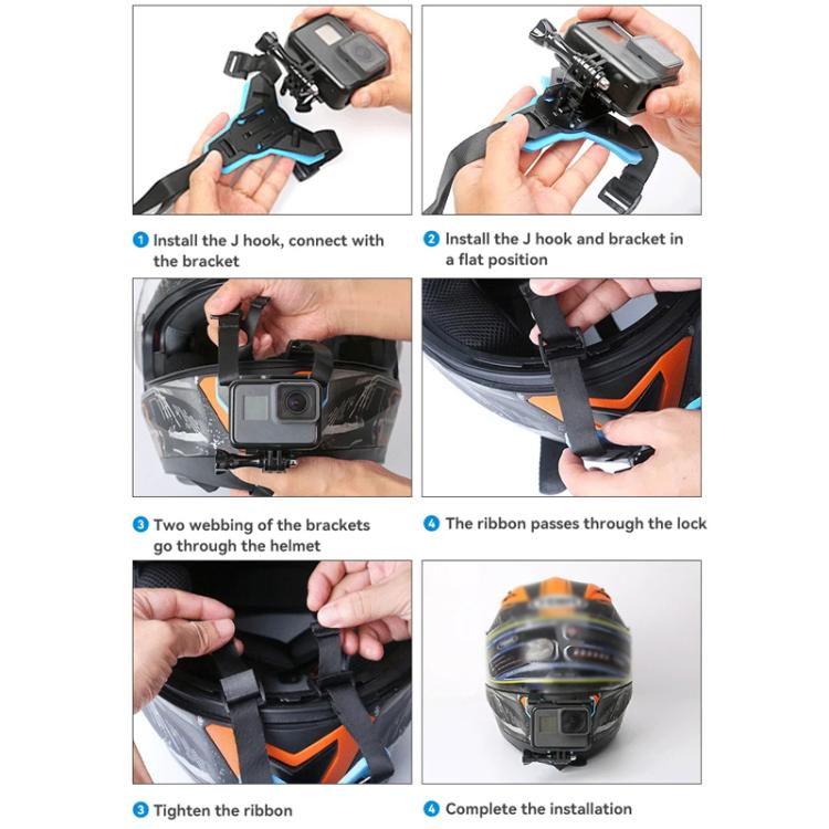 Soporte de montaje para barbilla de casco de motocicleta para cámara deportiva TELESIN para GoPro HERO Serie / / Insta360. E…
