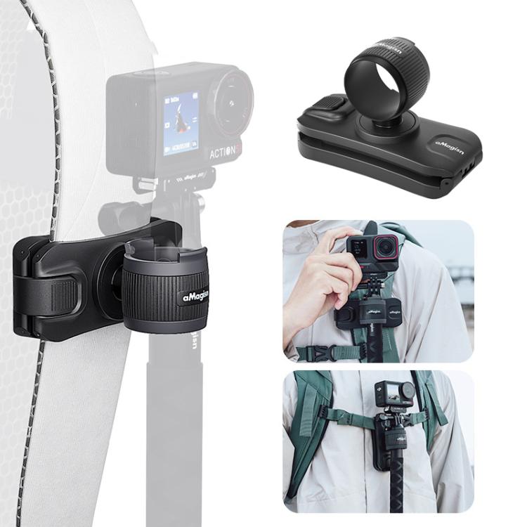 Mochila de fijación AMigisn - Palo Selfie para cámara de acción, rápida para Insta360, y GoPro (negro)