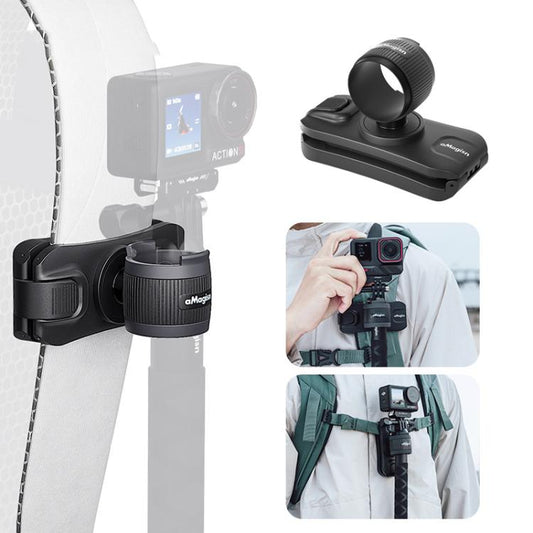 Mochila de fijación AMigisn - Palo Selfie para cámara de acción, rápida para Insta360, y GoPro (negro)