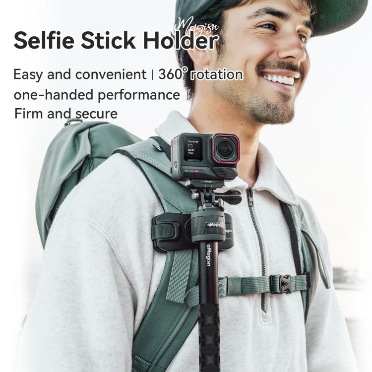 Mochila de fijación AMigisn - Palo Selfie para cámara de acción, rápida para Insta360, y GoPro (negro) — imagen 2