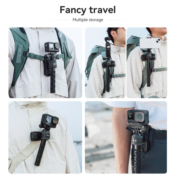 Mochila de fijación AMigisn - Palo Selfie para cámara de acción, rápida para Insta360, y GoPro (negro) — imagen 11