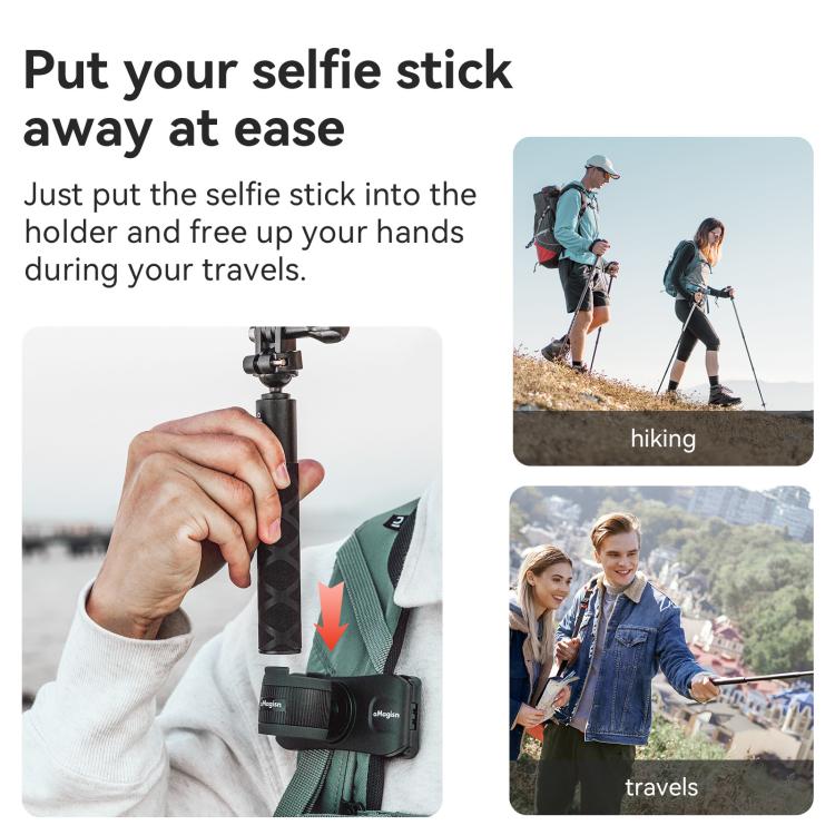 Mochila de fijación AMigisn - Palo Selfie para cámara de acción, rápida para Insta360, y GoPro (negro) — imagen 3