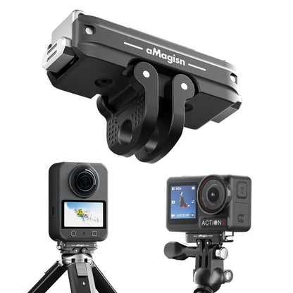 Adaptador de interfaz dual de montaje rápido magnético de metal aMagisn para DJI Osmo Action 5 (negro)