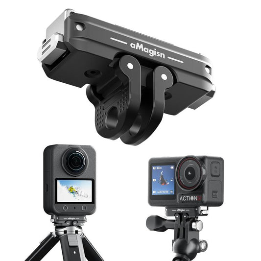 Adaptador de interfaz dual de montaje rápido magnético de metal aMagisn para DJI Osmo Action 5 (negro)