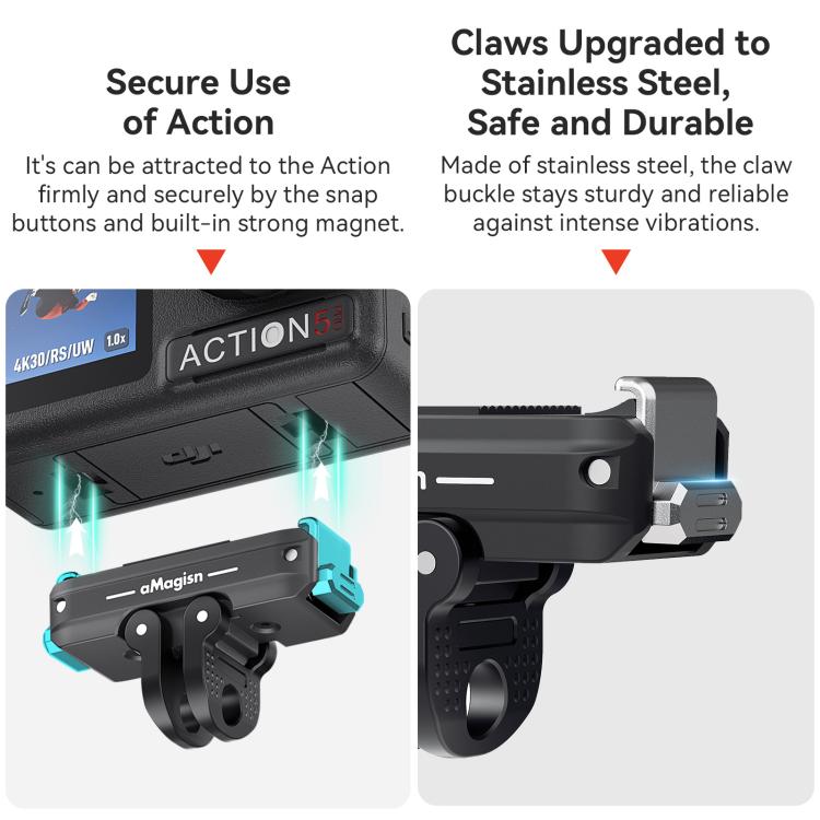 Adaptador de interfaz dual de montaje rápido magnético de metal aMagisn para DJI Osmo Action 5 (negro) — imagen 5