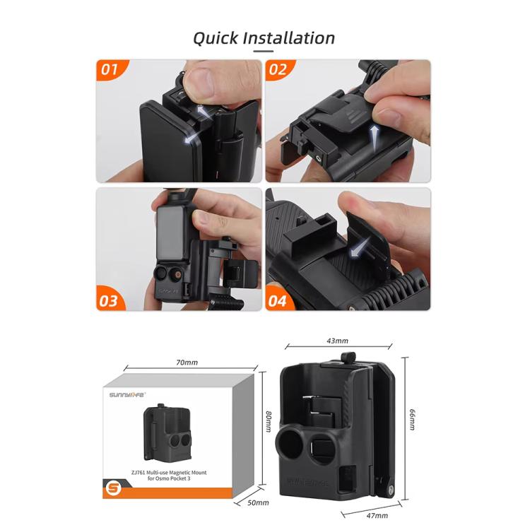 Base de soporte magnético ajustable con ángulo, accesorio multifuncional de escritorio para DJI Osmo Pocket 3 (negro) — imag…