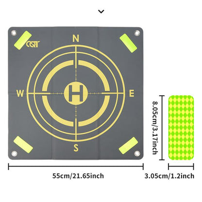 Plataforma de aterrizaje CQT Universal reflectante para drones, 55 cm, doble cara, impermeable, plegable, con clavijas de ti…