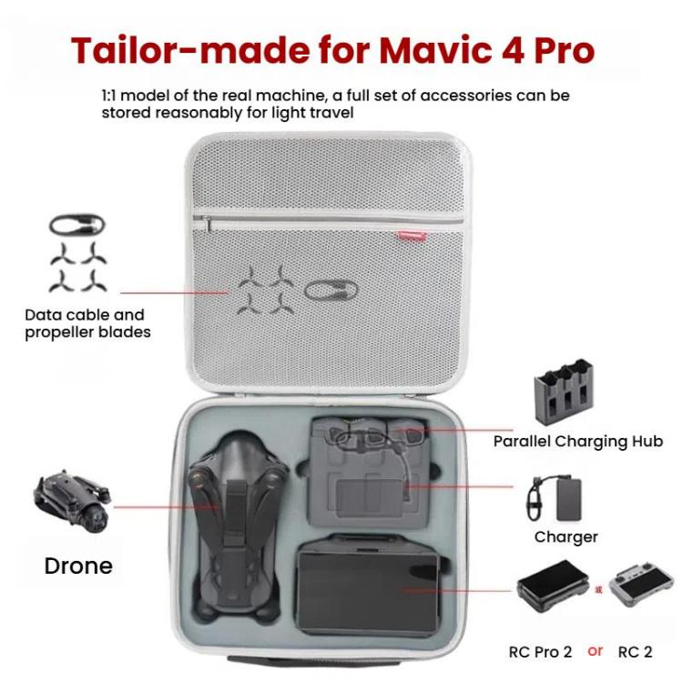 Estuche de transporte duradero de PU para DJI Mavic 4 Pro (gris) — imagen 3