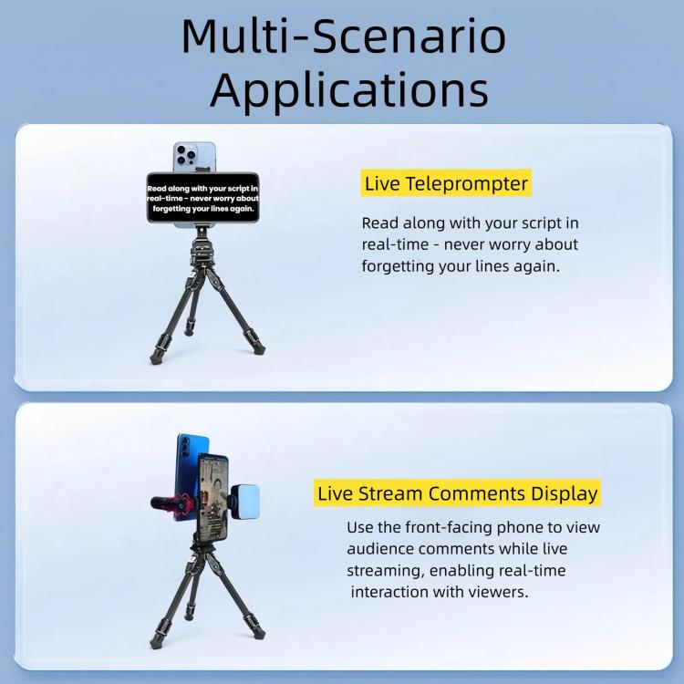 Soporte para teleprompter con dos soportes para teléfono y base Arca-Swiss, compatible con estabilizadores para transmisión……