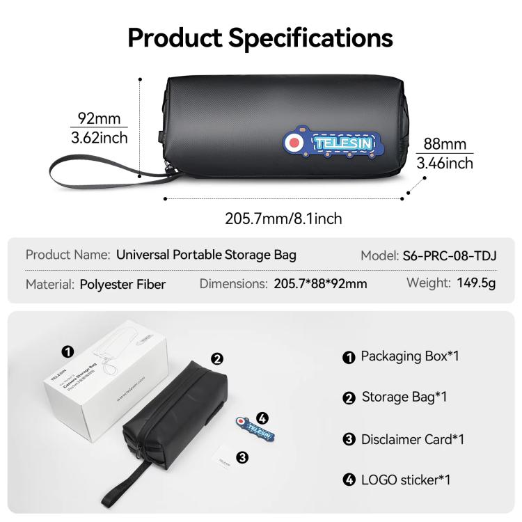Estuche de transporte portátil Universal TELESIN para DJI Osmo Pocket 3 (negro) — imagen 11