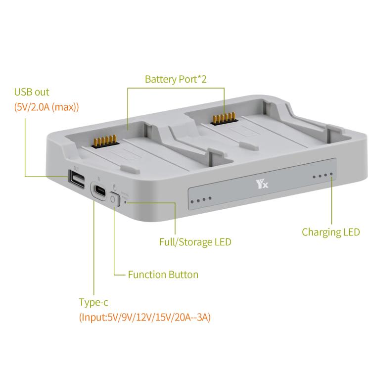 Batería Para el sistema de gestión de bidireccional del concentrador de carga paralela YX para DJI Flip — imagen 9