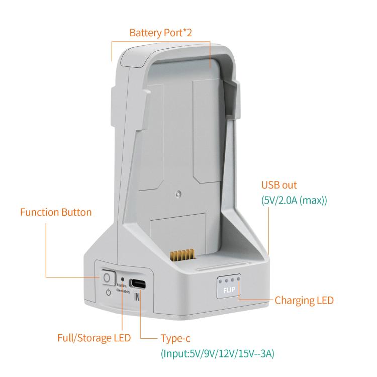 Batería Cargador de vertical bidireccional para DJI Flip — imagen 8