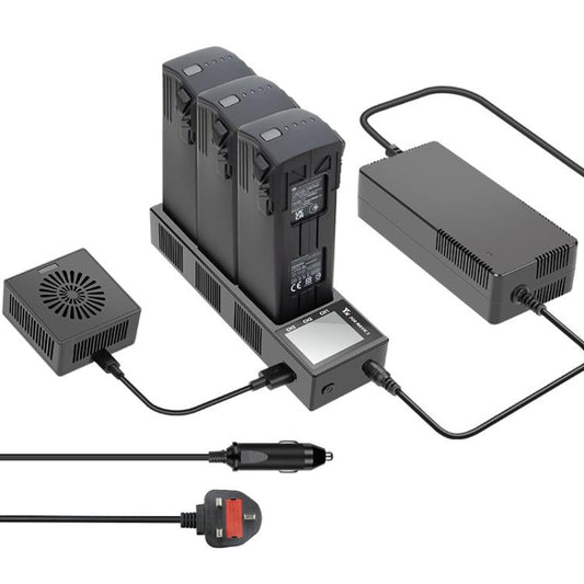 Batería Cargador y descargador de 3 en 1, estación de carga inteligente con pantalla a color y enchufe británico para DJI Ma…