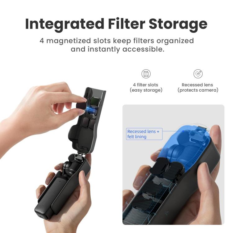 Estuche protector aMagisn para cámara con 4 ranuras para filtros magnéticos para DJI Osmo Pocket 3 (negro) — imagen 5