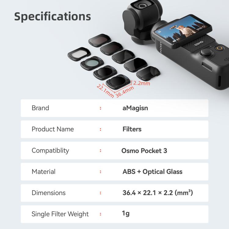 Filtro magnético ajustable aMagisn para lentes de cámara, ND 1 a 5 para DJI Osmo Pocket 3 — imagen 13