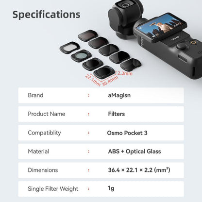 Filtros de lente de cámara con filtro magnético ajustable aMagisn ND4/16/64/256 para DJI Osmo Pocket 3 — imagen 13