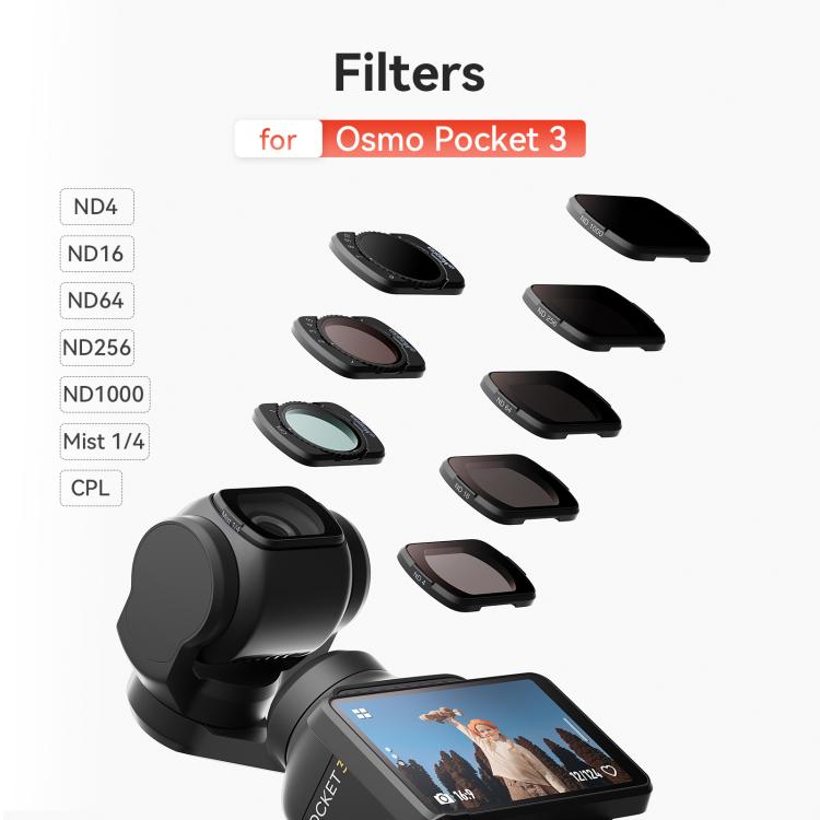 Filtros de lente de cámara con filtro magnético ajustable aMagisn ND4/16/64/256 para DJI Osmo Pocket 3 — imagen 2