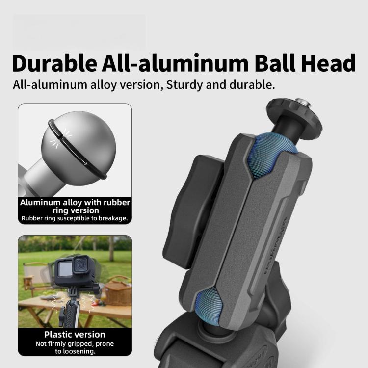Base Abrazadera de brazo metálico aMagisn con magnética y rótula de 1/4 de pulgada para cámaras Insta360, y GoPro (negro) —…