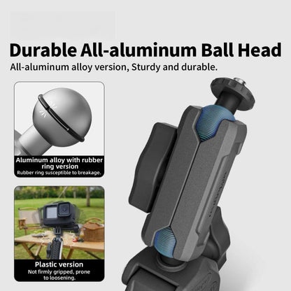 Base Abrazadera de brazo metálico aMagisn con magnética y rótula de 1/4 de pulgada para cámaras Insta360, y GoPro (negro) —…