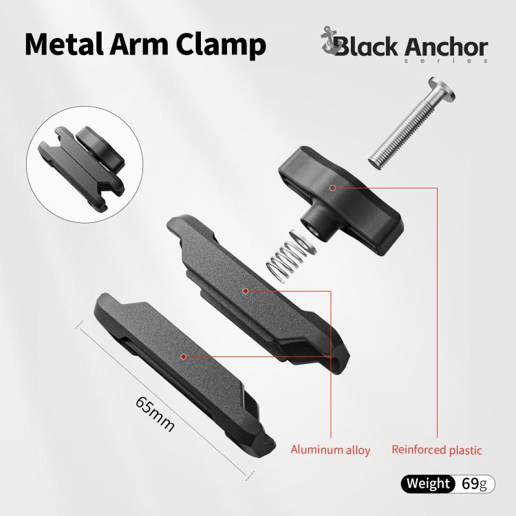 Base Abrazadera de brazo metálico aMagisn con magnética y rótula de 1/4 de pulgada para cámaras Insta360, y GoPro (negro) —…