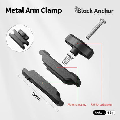 Base Abrazadera de brazo metálico aMagisn con magnética y rótula de 1/4 de pulgada para cámaras Insta360, y GoPro (negro) —…
