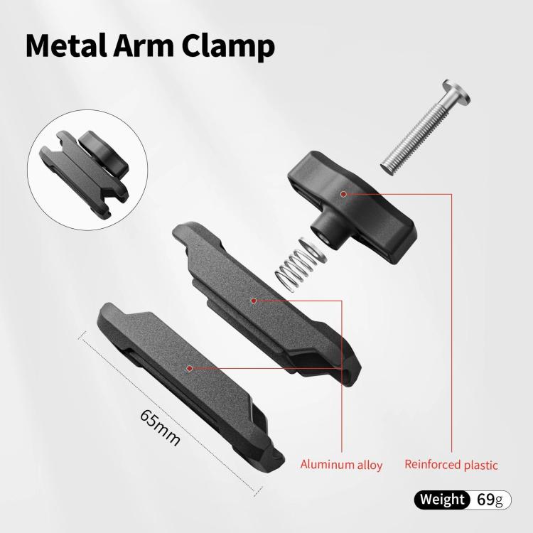 Base adhesiva con abrazadera de brazo metálico aMagisn con rótula de 1/4 de pulgada para cámaras Insta360, y GoPro (negra) —…