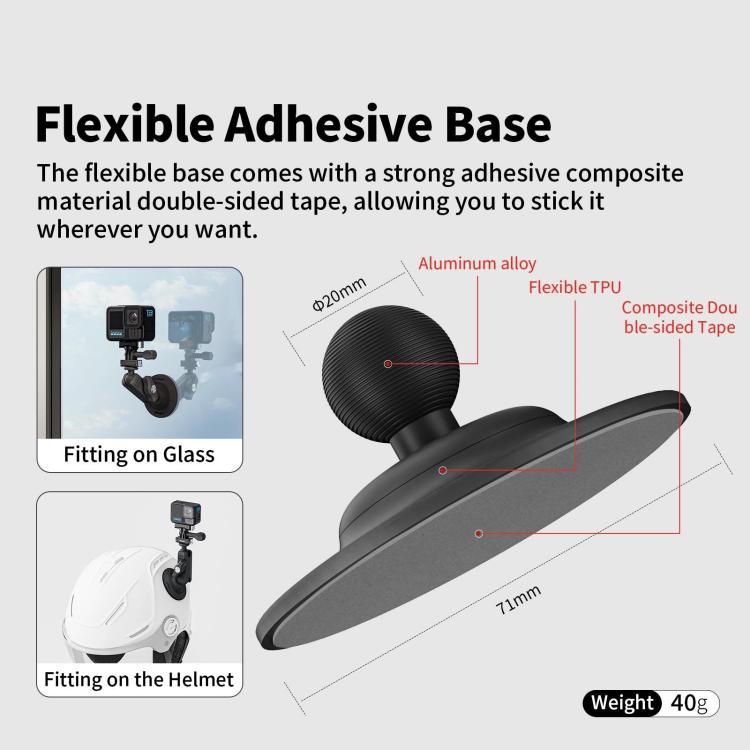 Base adhesiva con abrazadera de brazo metálico aMagisn con rótula de 1/4 de pulgada para cámaras Insta360, y GoPro (negra) —…