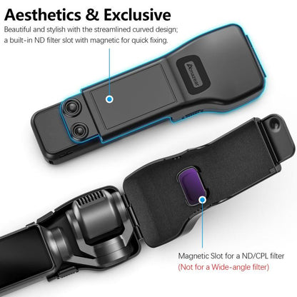 Estuche protector Amazear, todo en uno, antiarañazos y con ranura para filtro para DJI Osmo Pocket 3 (negro) — imagen 3