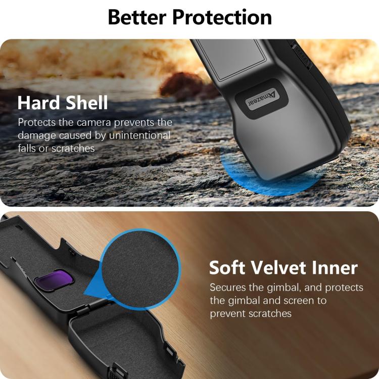 Estuche protector Amazear, todo en uno, antiarañazos y con ranura para filtro para DJI Osmo Pocket 3 (negro) — imagen 4