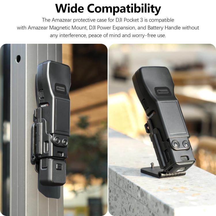 Estuche protector Amazear, todo en uno, antiarañazos y con ranura para filtro para DJI Osmo Pocket 3 (negro) — imagen 5