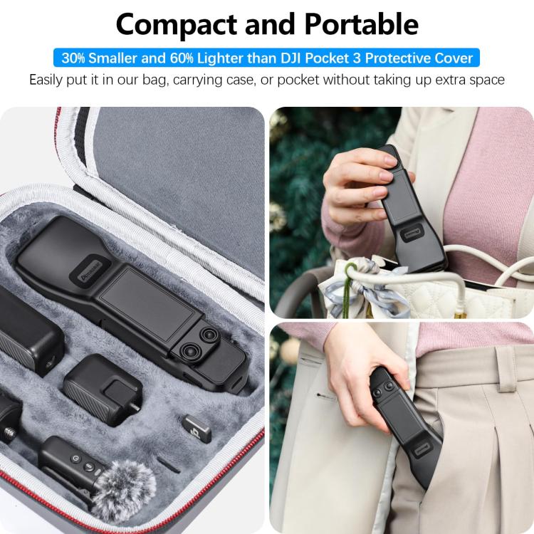 Estuche protector Amazear, todo en uno, antiarañazos y con ranura para filtro para DJI Osmo Pocket 3 (negro) — imagen 6