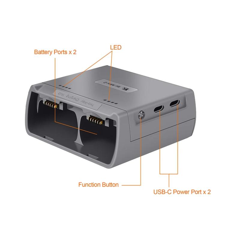 Batería Cargador de bidireccional para DJI Mavic Mini / Mini 4K / Mini 2 SE (gris) para DJI DJI Mavic Mini, DJI Mini 4K, DJI…