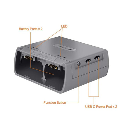 Batería Cargador de bidireccional para DJI Mavic Mini / Mini 4K / Mini 2 SE (gris) para DJI DJI Mavic Mini, DJI Mini 4K, DJI…