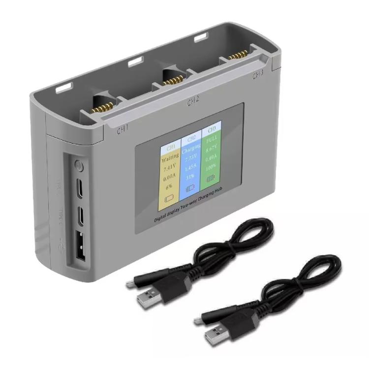 Batería de 3 Cargador de vías con pantalla a color (gris) para DJI Mavic Mini / Mini 4K / Mini 2 SE y más para DJI DJI Mavic…