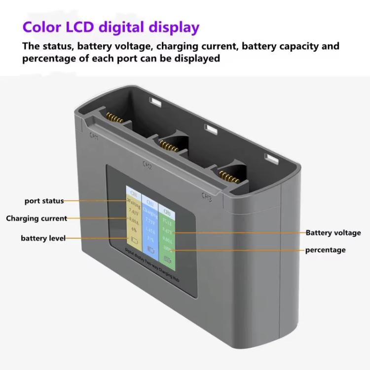 Batería de 3 Cargador de vías con pantalla a color (gris) para DJI Mavic Mini / Mini 4K / Mini 2 SE y más para DJI DJI Mavic…