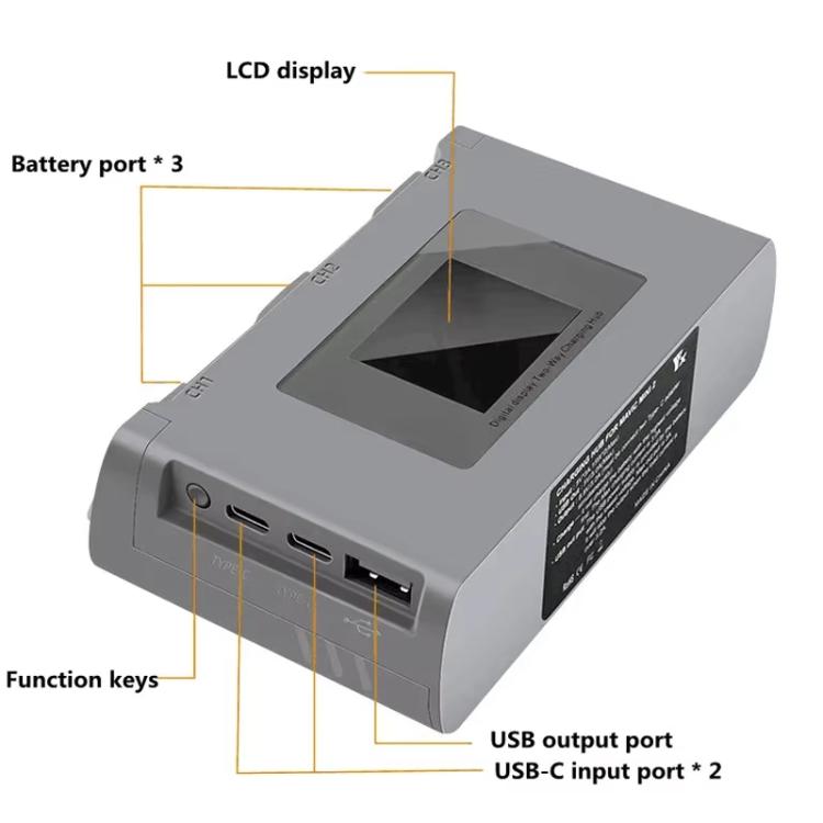 Batería de 3 Cargador de vías con pantalla a color (gris) para DJI Mavic Mini / Mini 4K / Mini 2 SE y más para DJI DJI Mavic…