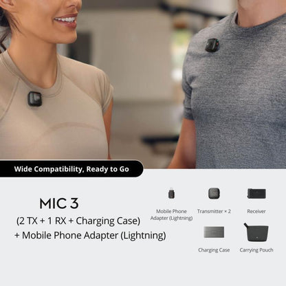 Estuche de carga Original (2 TX + 1 RX + ) + adaptador para celular para DJI Mic 3 (8 pines) — imagen 2