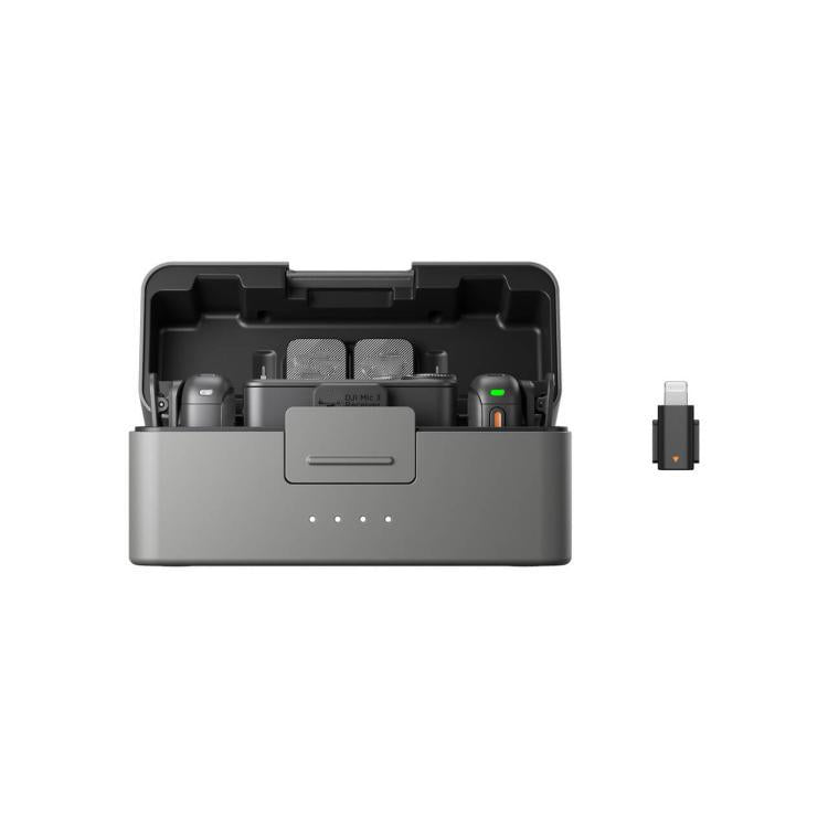 Estuche de carga Original (2 TX + 1 RX + ) + adaptador para celular para DJI Mic 3 (8 pines)