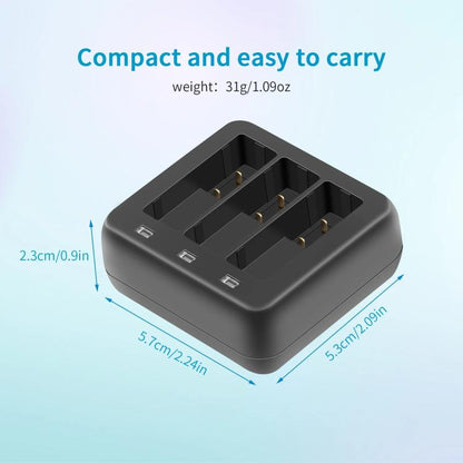 Batería de 3 Estación de carga compacta con concentrador de ranuras YX para DJI Osmo Action 4 (negro) — imagen 6