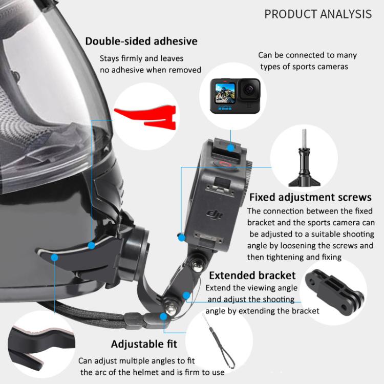 Soporte de mentón para casco giratorio de 360 grados para cámara GoPro HERO/Insta360/ POV para DJI Osmo Action — imagen 4