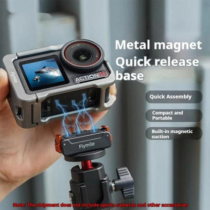 Base magnética de liberación rápida Flymile con tornillo de 1/4 de pulgada e interfaz de 2 garras para DJI Osmo Action 5 (ne…