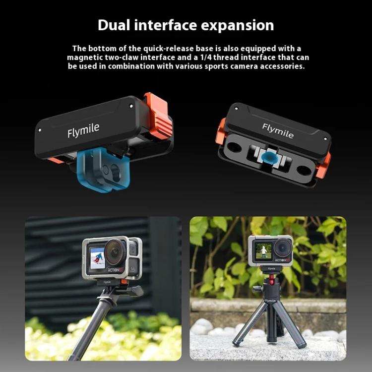 Base magnética de liberación rápida Flymile con tornillo de 1/4 de pulgada e interfaz de 2 garras para DJI Osmo Action 5 (ne…