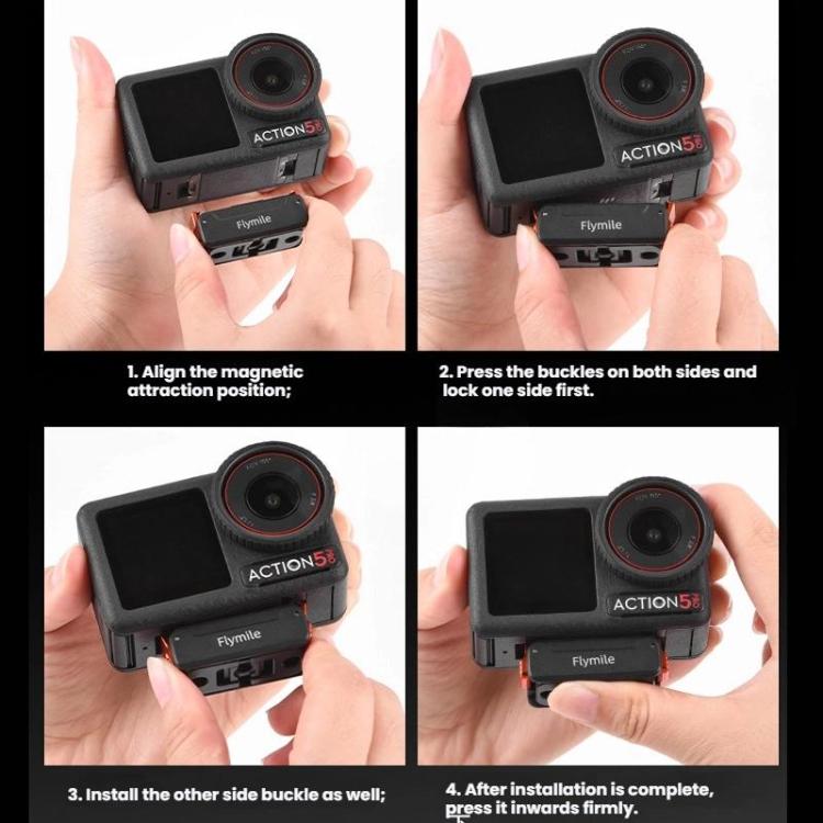 Base magnética de liberación rápida Flymile con tornillo de 1/4 de pulgada e interfaz de 2 garras para DJI Osmo Action 5 (ne…