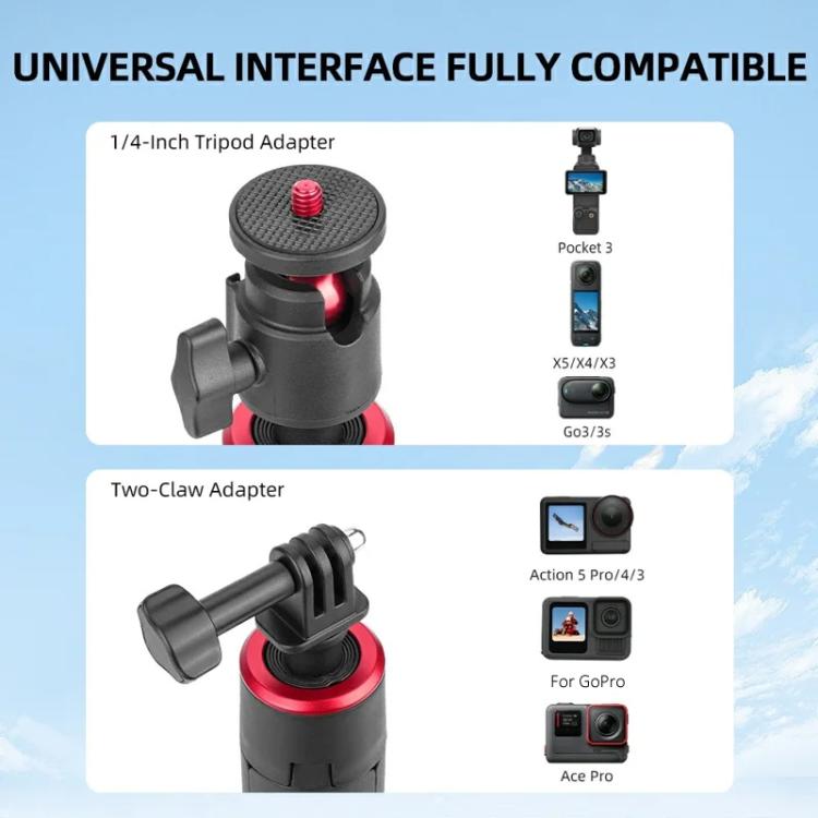 Trípode extensible Flymile de 1,4 m para selfies con cámara de acción, monopié de configuración rápida con un solo botón y g…