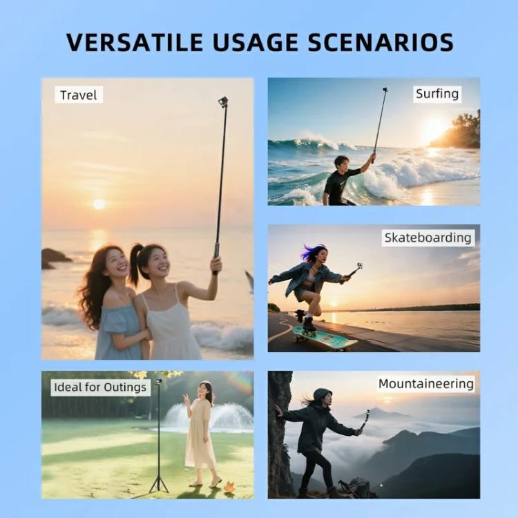 Trípode extensible Flymile de 1,6 m para selfies con cámara de acción, monopié de configuración rápida con un solo botón y v…