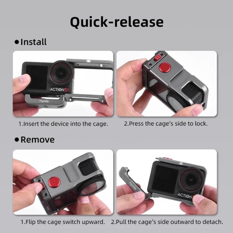 Jaula protectora metálica Flymile con zapata fría para DJI Osmo Action 5 (color metalizado) — imagen 11